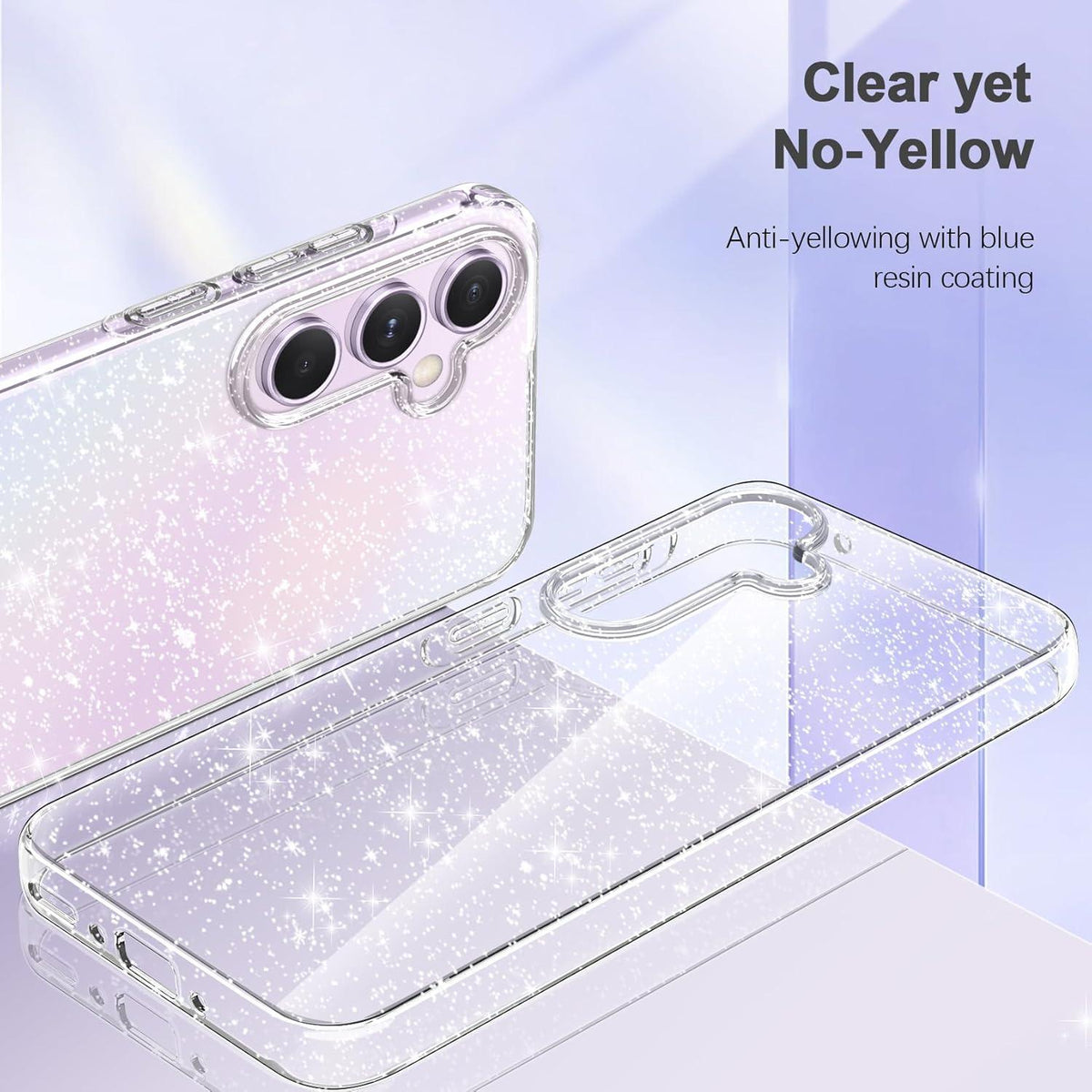 Klare Glitzer Handyhülle Samsung A35 5G TPU Silikon Case + 2