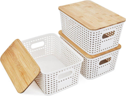 Aufbewahrungsbox mit Bambusdeckel für Badezimmer und Küche
