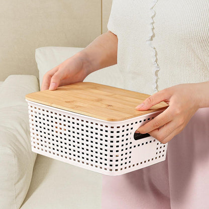 Aufbewahrungsbox mit Bambusdeckel für Badezimmer und Küche
