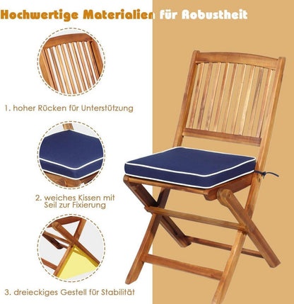 3tlg. Gartenmöbel Set Akazienholz klappbar Rundtisch 2
