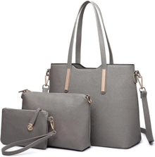 Damen Handtasche Shopper Schultertasche PU Leder 3er Set