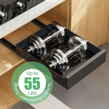 Telescopic Pull Out Drawer Organiser Kitchen Cabinet Storage 30x53x8cm Black