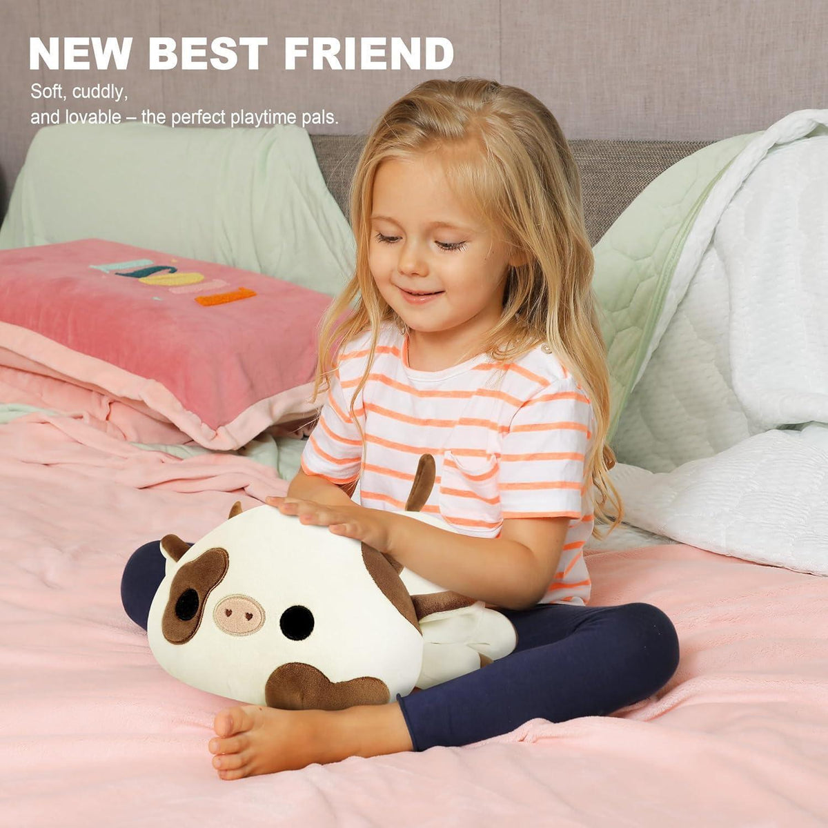 Kuscheltier Kuh Plüschtier 30cm Braun - Weiches Kuschelkissen Geschenk
