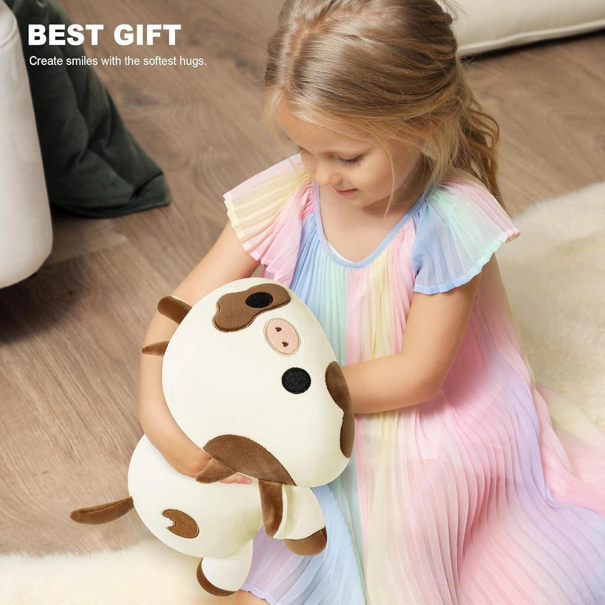 Kuscheltier Kuh Plüschtier 30cm Braun - Weiches Kuschelkissen Geschenk