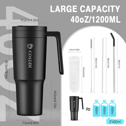 CS COSDDI 40oz Thermobecher Kaffeebecher to go Stroh Autobecher Tumbler