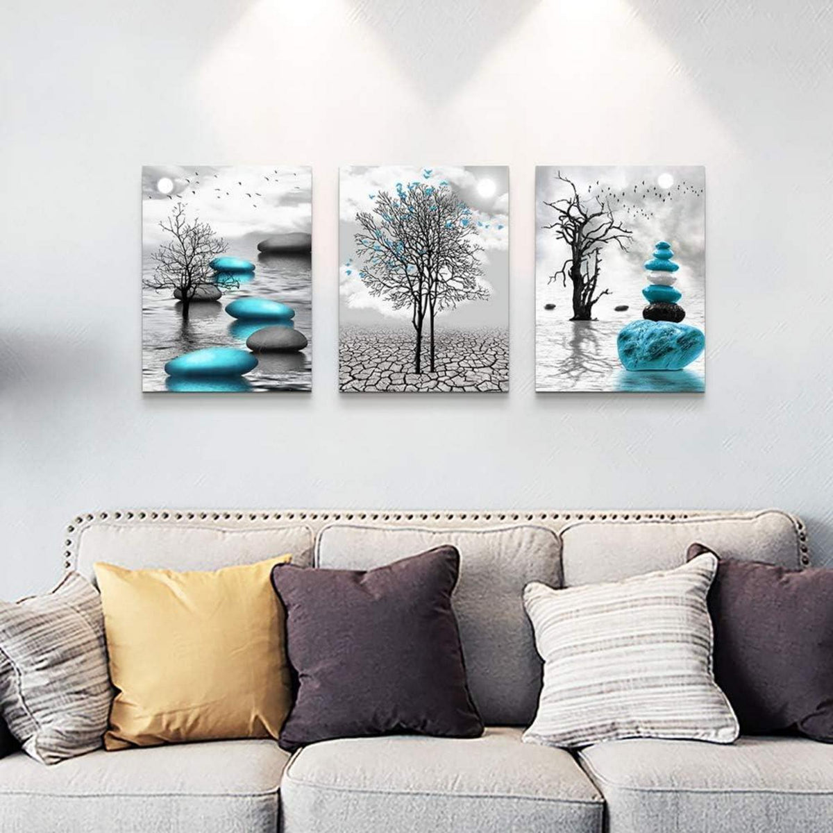 MHARTK66 Bilder Schwarz Weiß Natur Landschaft 50CM*70CM*3Stück
