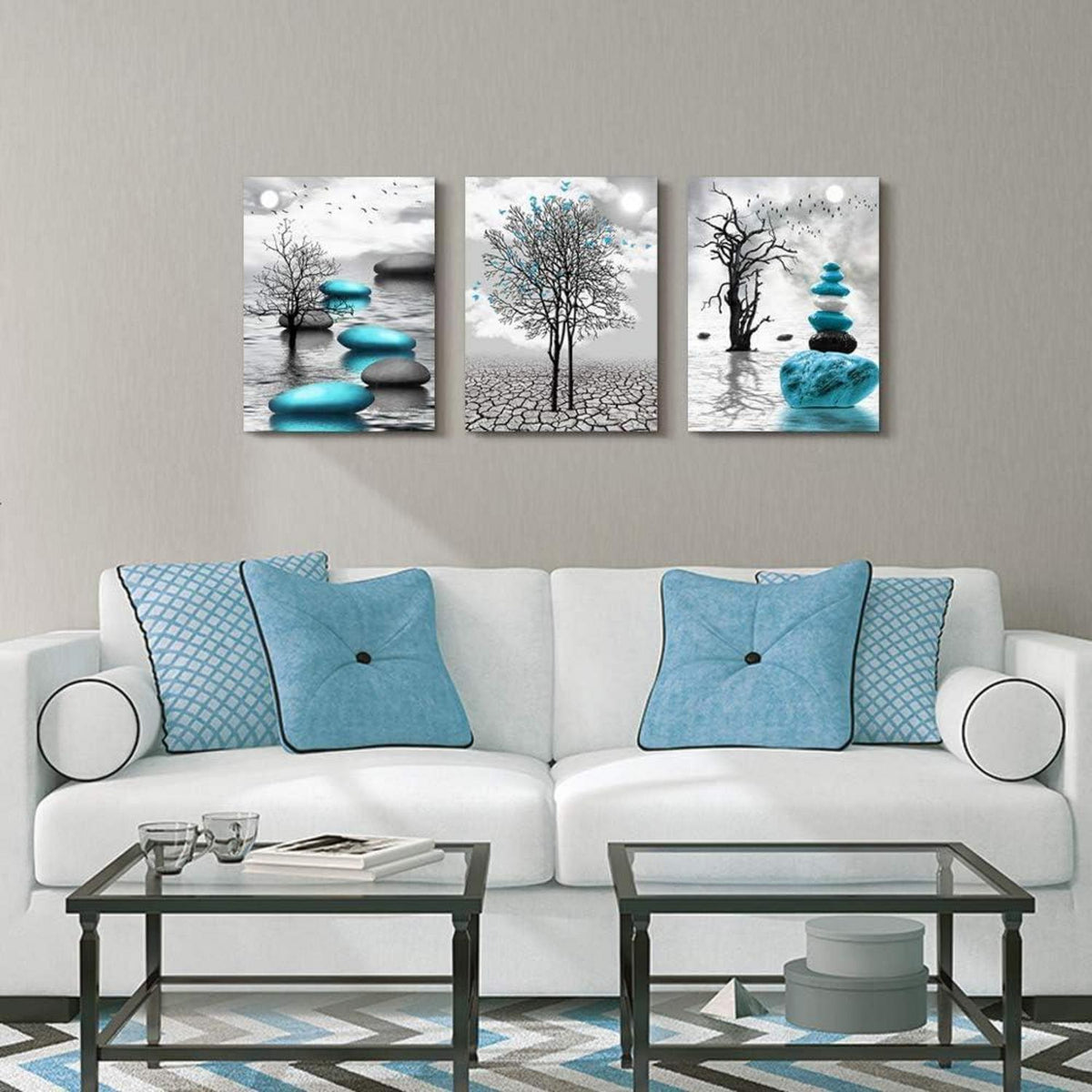 Bilder Schwarz Weiß Landschaft Natur Wohnzimmer Wandbilder 40x58cm 3er