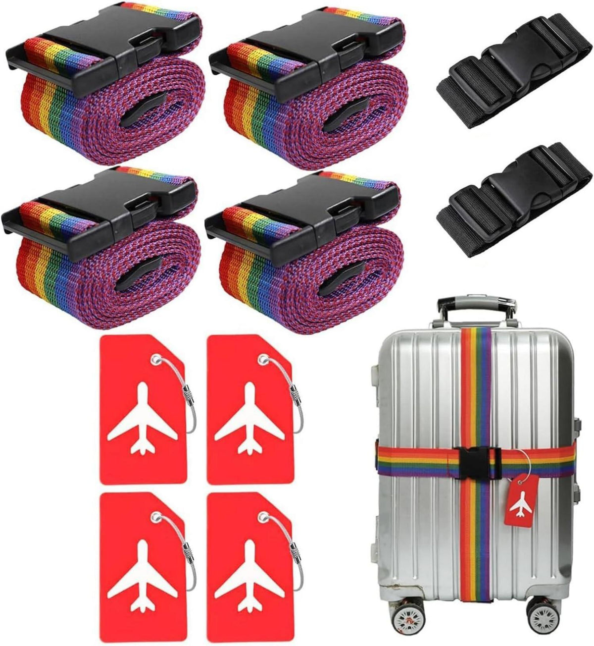 Koffergurt Kofferanhänger Gepäckgurte Set