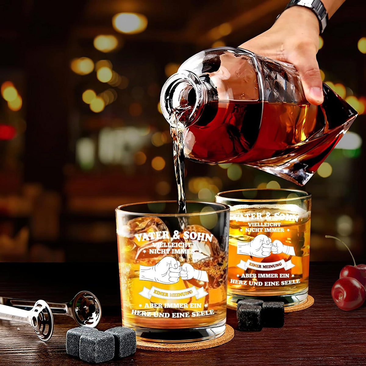 Personalisiertes Whiskeyglas Papa Geschenk Vater Sohn Geburtstag 300ml