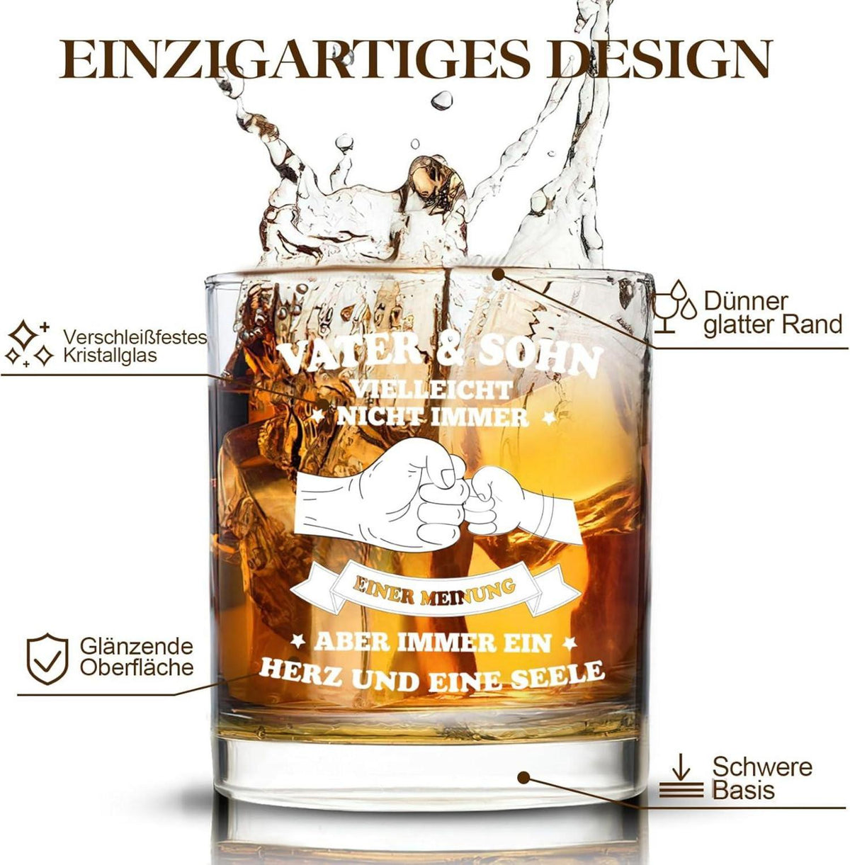 Whiskeyglas Papa Geschenk Vater Sohn 10oz Weihnachten Vatertag von