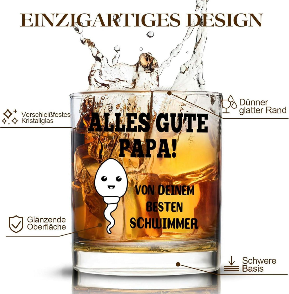 Whiskyglas Papa Vatertagsgeschenk 10oz - Premium Qualität