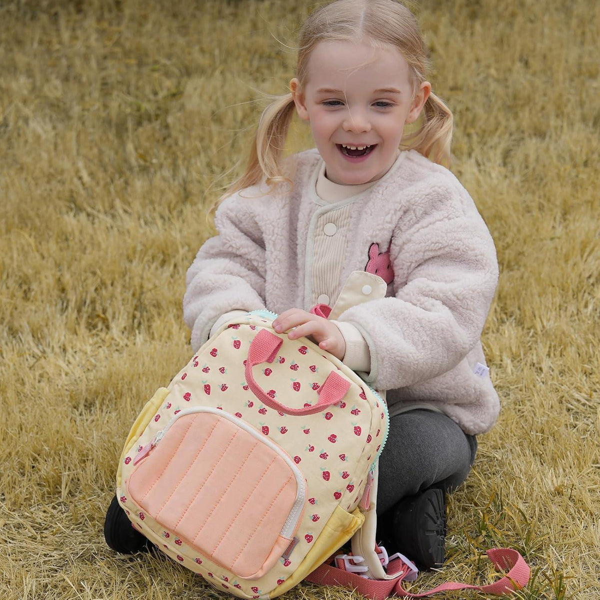Kinderrucksack Mädchen Erdbeere 30cm für 2-5 Jahre