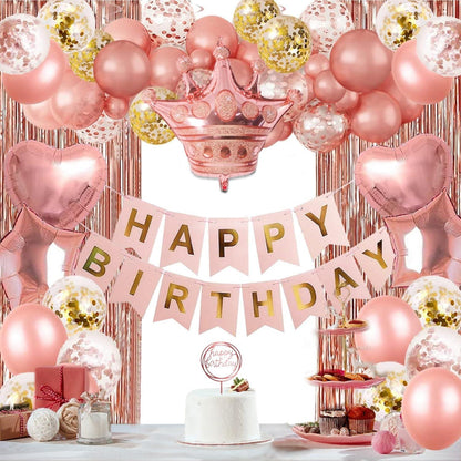 Rosegold Geburtstagsdeko Party Deko Luftballons Happy Birthday