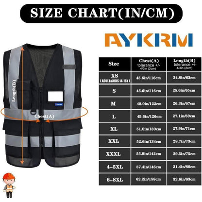 Warnweste Gelb Orange Schwarz – Sicherheitshilfe L