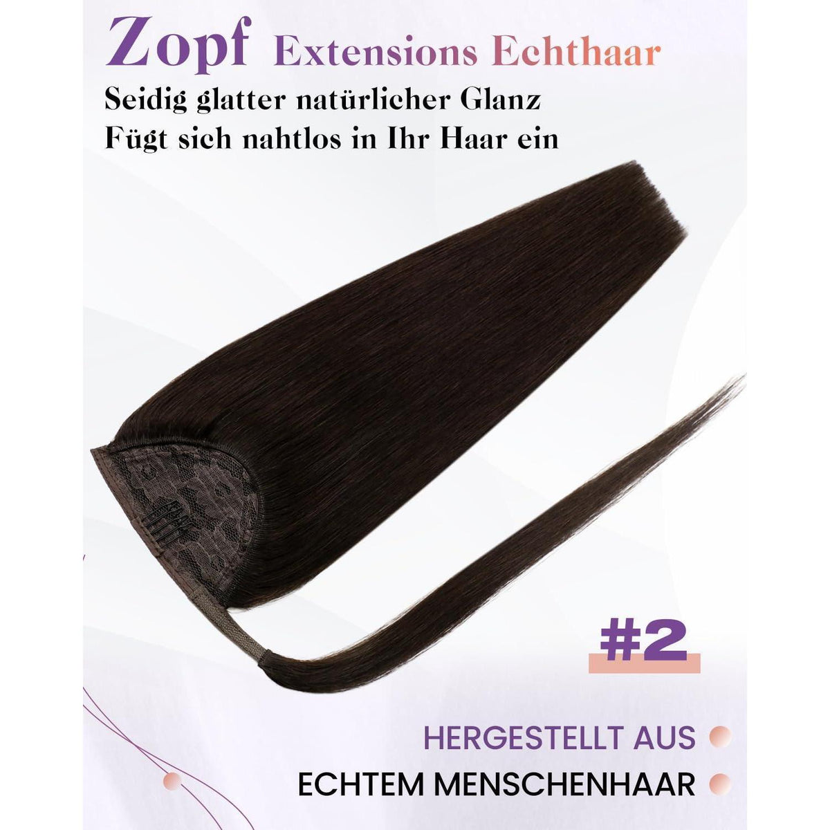 Echthaar Pferdeschwanz Extension Braun 45cm