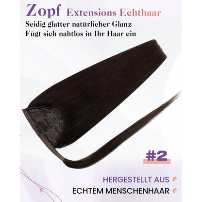 Echthaar Pferdeschwanz Extension Braun 45cm