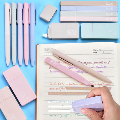 18-teiliges Aesthetic Schreibset: Textmarker, Gelstifte & Korrekturroller