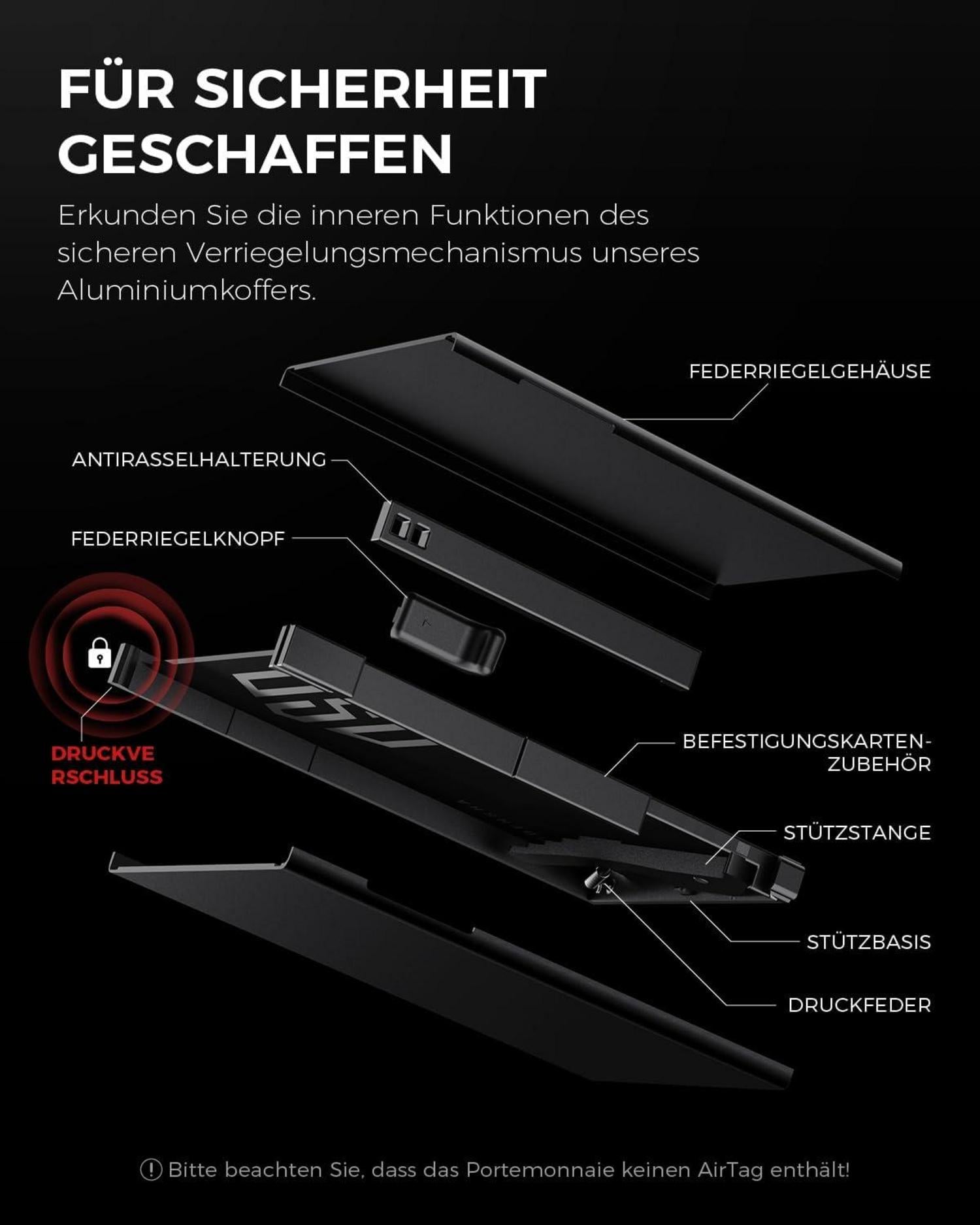 RFID Slim Wallet mit Münzfach aus Aluminium | Schwarz