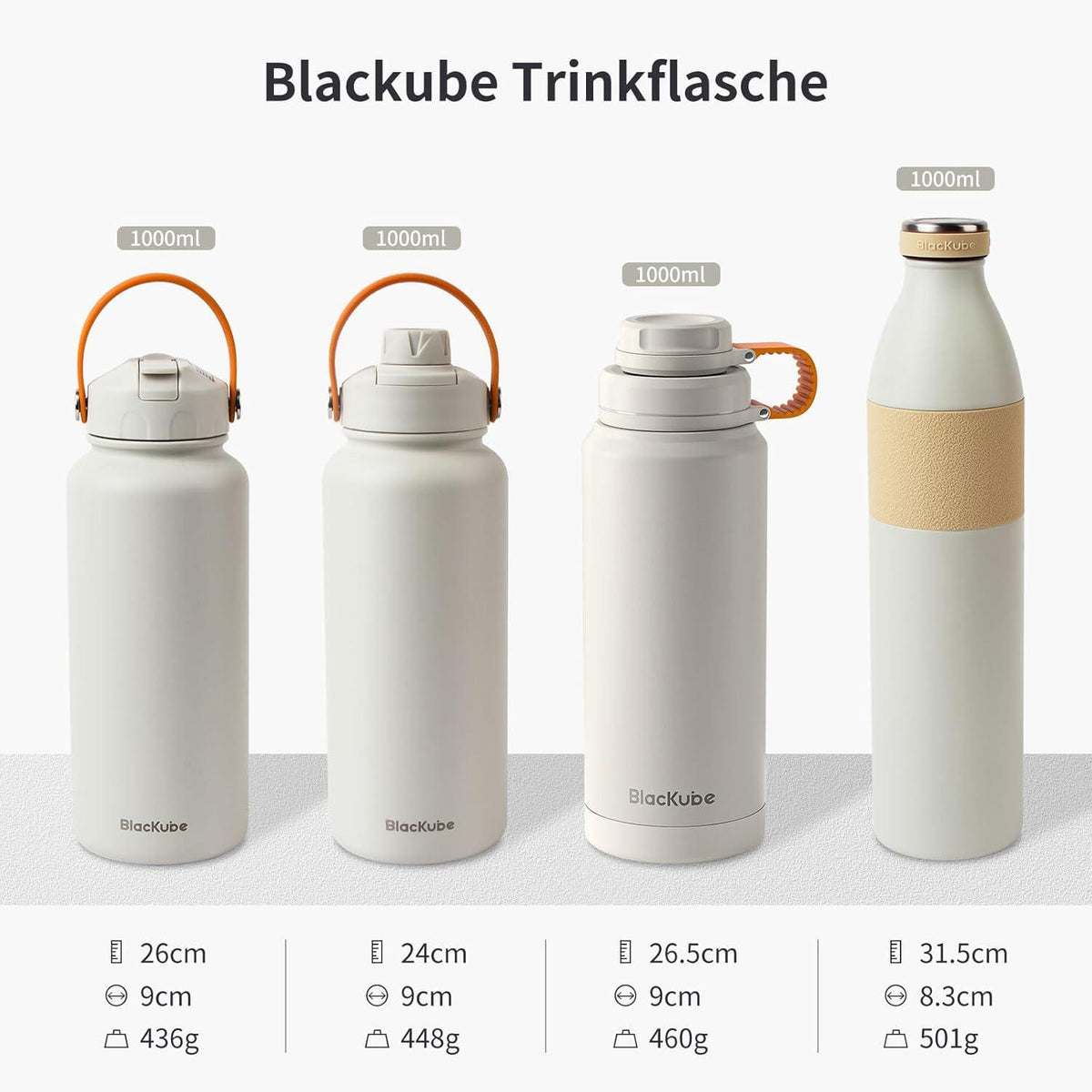 Isolierte Edelstahl Trinkflasche BPA-frei 500ml Sport Schule Fitness