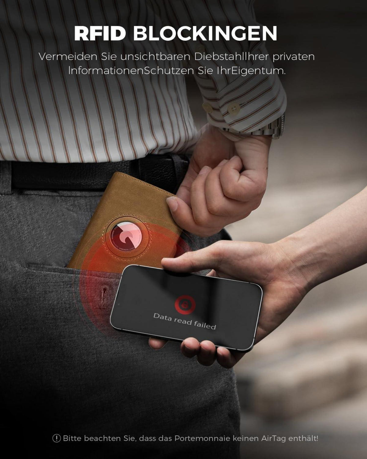RFID Slim Wallet mit Münzfach | Pop-up-Kartenetui | Airtag Wallet für Herren