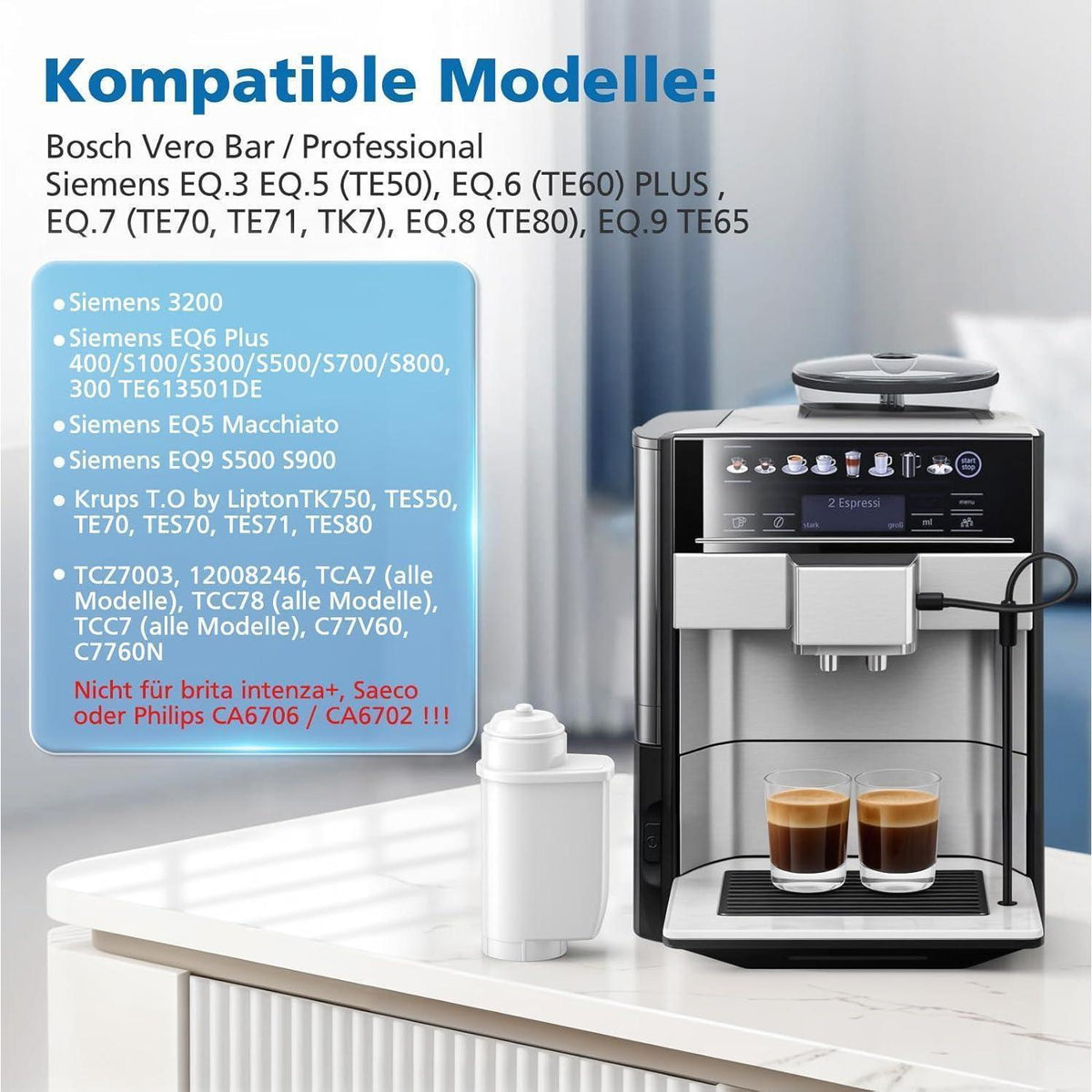 Wasserfilter für Siemens EQ Serie & Bosch Kaffeevollautomaten