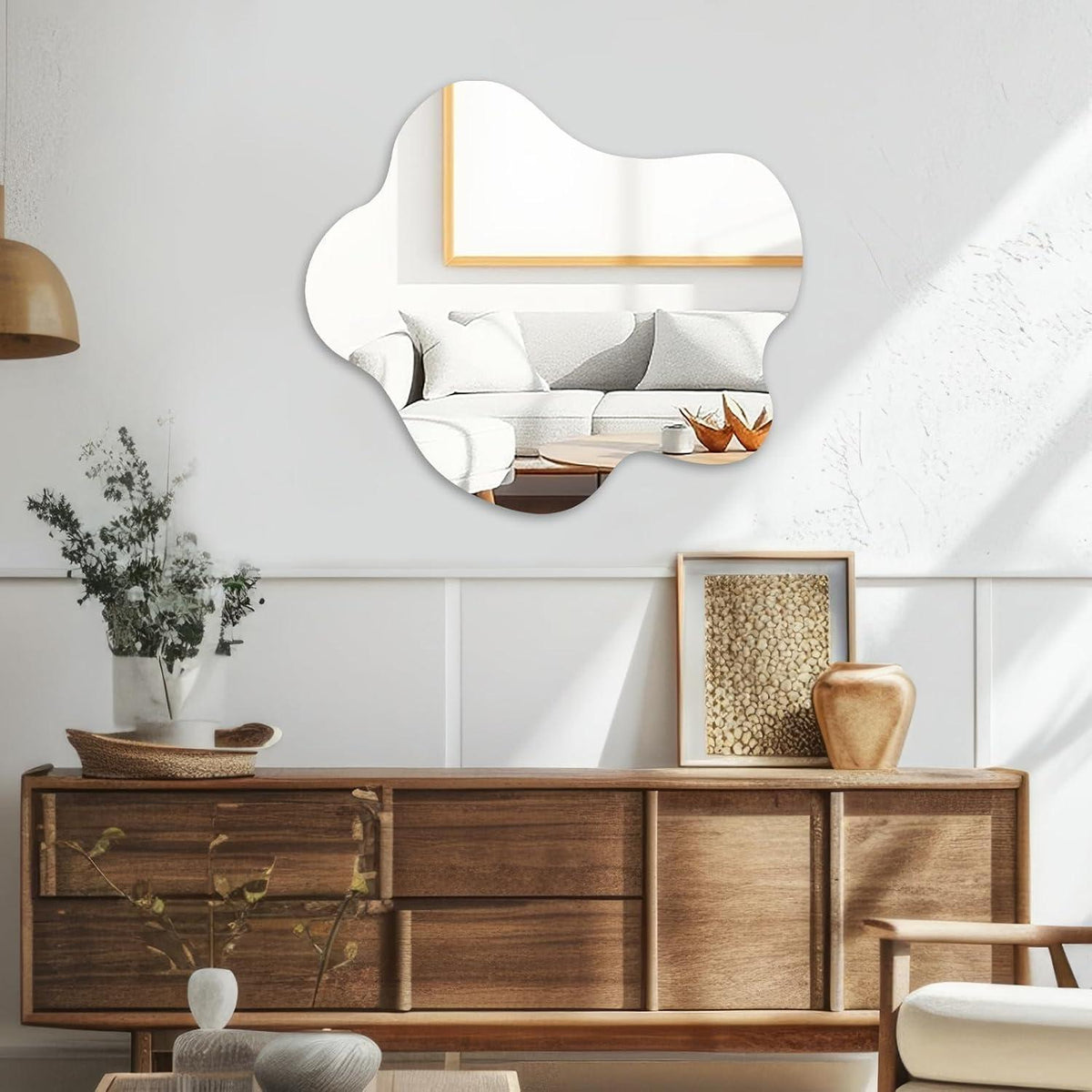 Asymmetrischer Wandspiegel 58x70cm – Rahmenlos & Dekorativ
