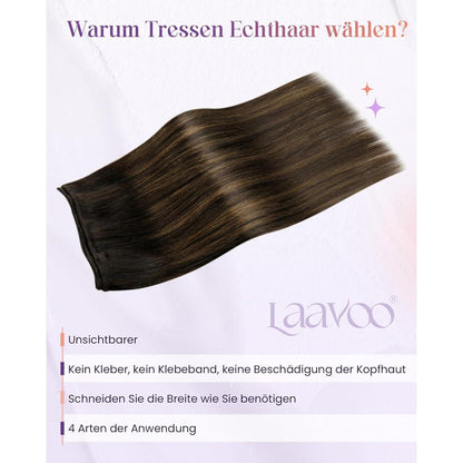 Echthaar Tressen Braun Balayage 60cm – Zum Einnähen & Stylen