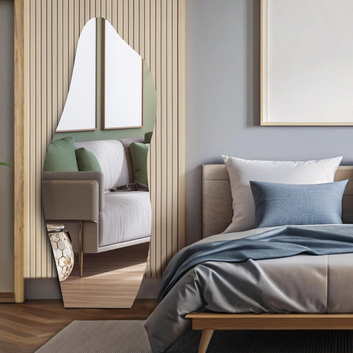 Asymmetrischer Wandspiegel 160x60cm – Rahmenlos & Dekorativ