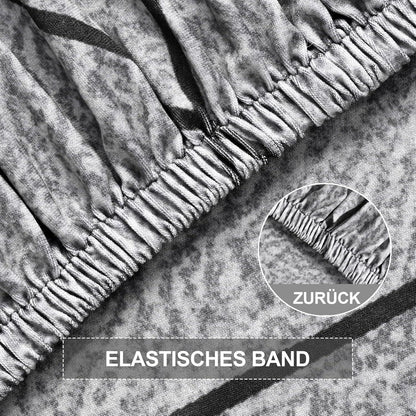 Stretch Stuhlhussen Set Grau Marmor – 6 Stück