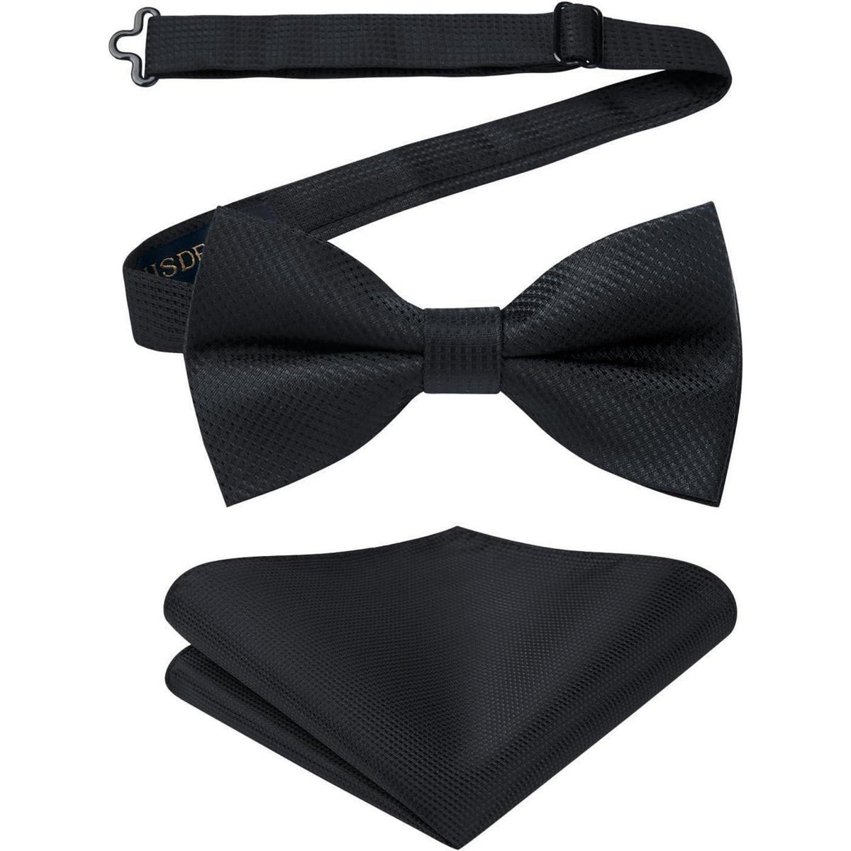 Fliegen Set Herren mit Einstecktuch, vorgebunden, verstellbar, schwarz