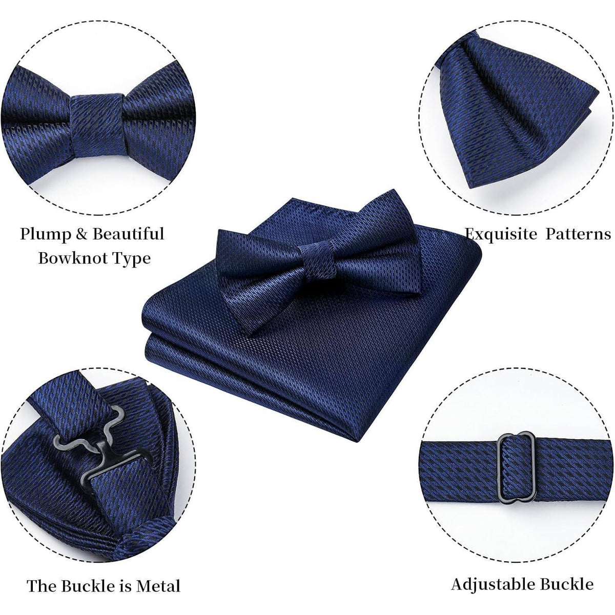 Fliegen Set Herren mit Einstecktuch, vorgebunden, marineblau