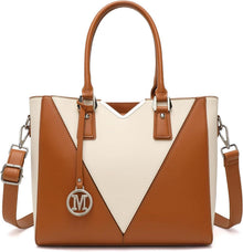 Damen Handtasche V-Design Schultertasche Shopper Ledertasche Braun