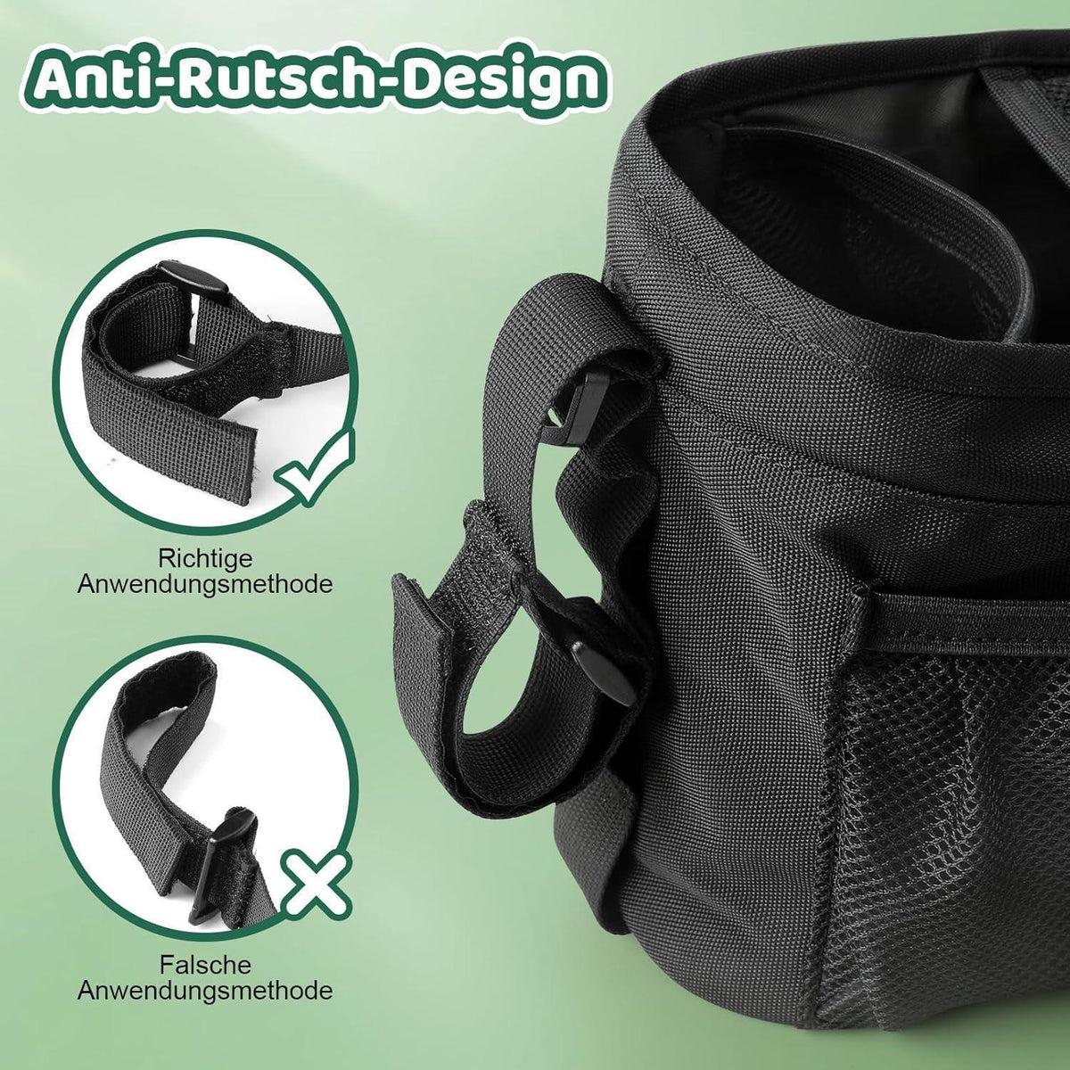 Kinderwagen Organizer mit Getränkehalter & Tasche Schwarz