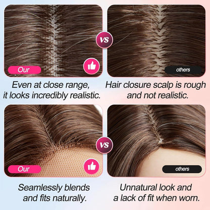 Lange braun-blonde Ombre Wellenperücke mit Lace Front 26 Zoll