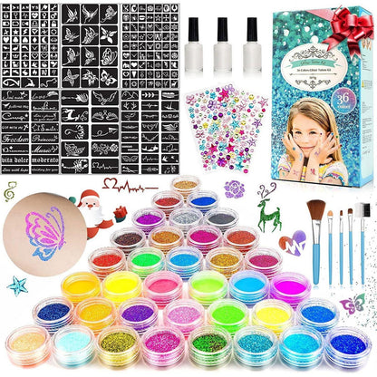 Glitzertattoo Set Kinder – Bastelgeschenke für Mädchen 6-12 Jahre