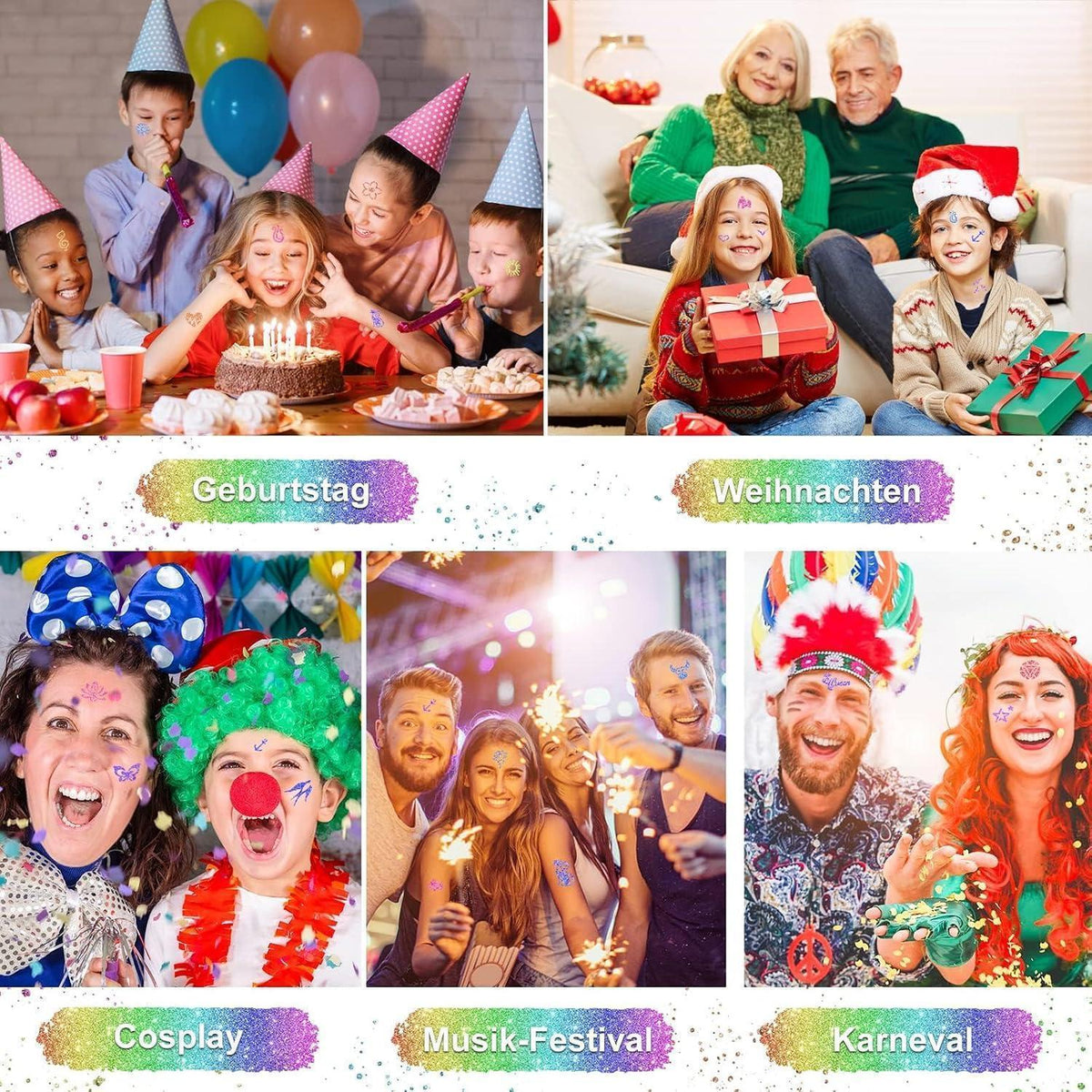 Glitzertattoo Set Kinder – Bastelgeschenke für Mädchen 6-12 Jahre