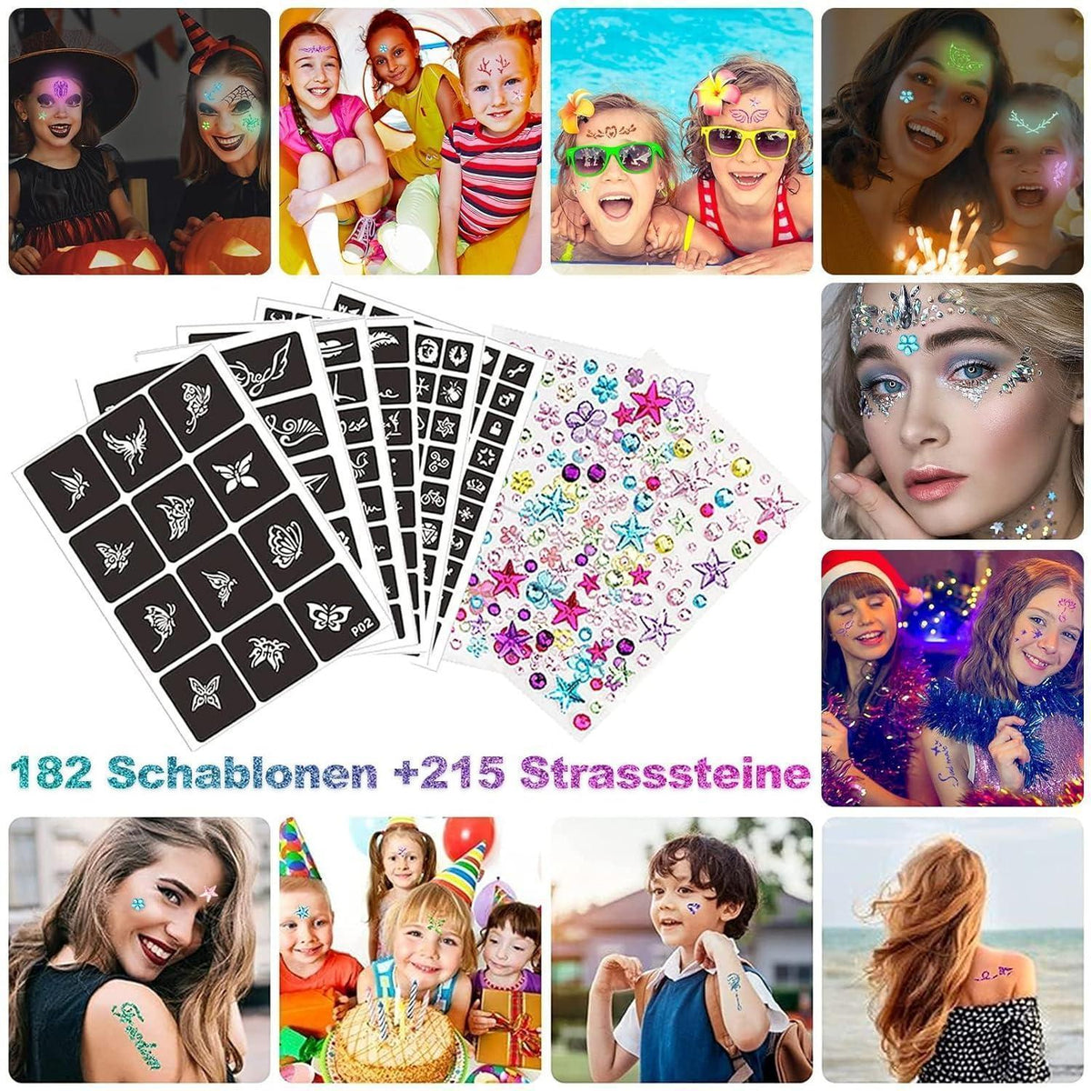Glitzertattoo Set Kinder – Bastelgeschenke für Mädchen 6-12 Jahre