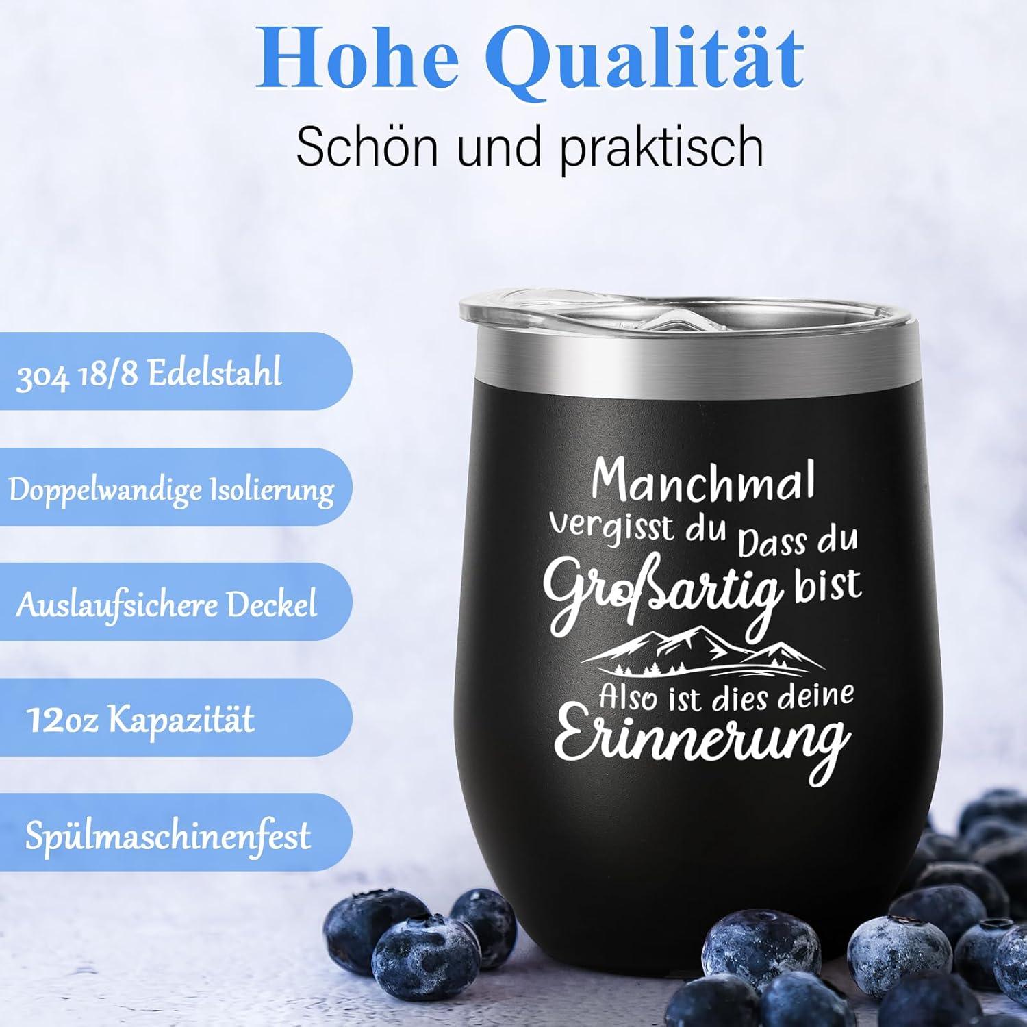 Edelstahl Camping Becher to go 12oz 350ml - Schwarz
