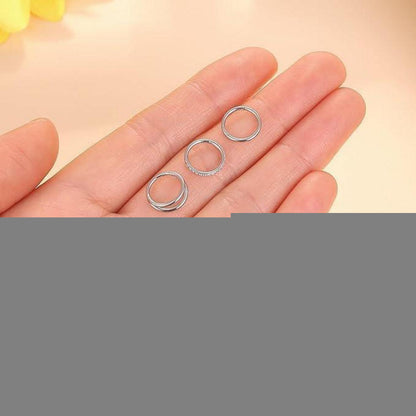 3er Set Nasenpiercing Ringe 316L Chirurgenstahl mit Zirkonia, 7-10mm