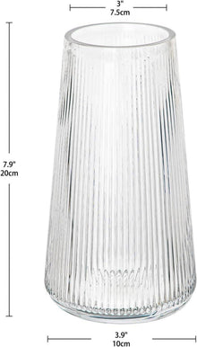 Dekovase Glas Transparent Modern Rillen 22cm Höhe