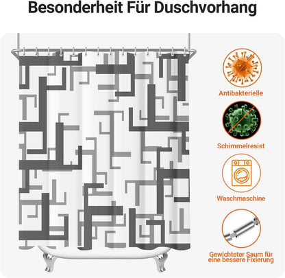 Duschvorhang 120x200cm Block Antischimmel Wasserabweisend Polyester 8 Ösen