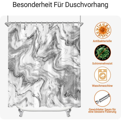 Duschvorhang 120x200cm Marmor Antischimmel Textil Wasserabweisend waschbar