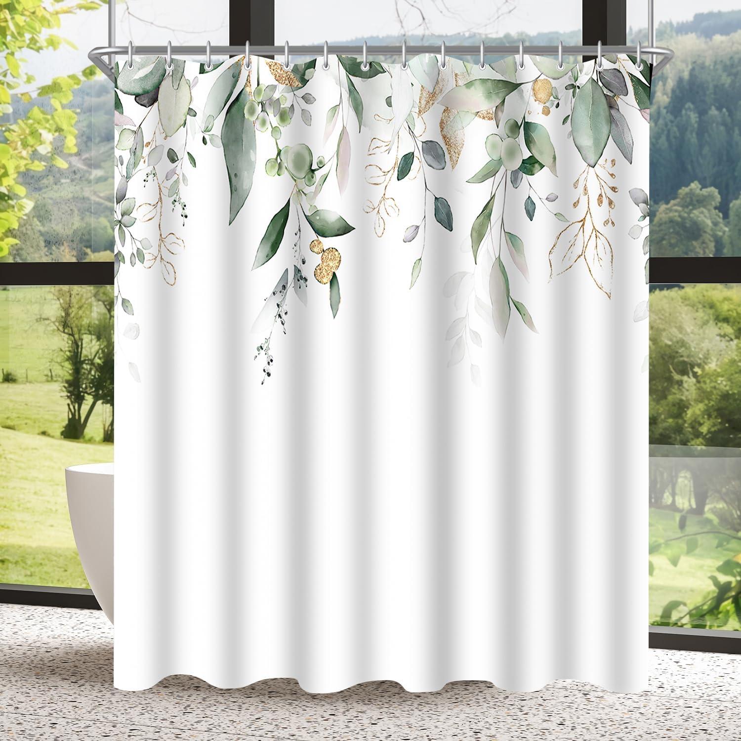 Duschvorhang Goldene Blätter 240x200cm Textil Wasserabweisend
