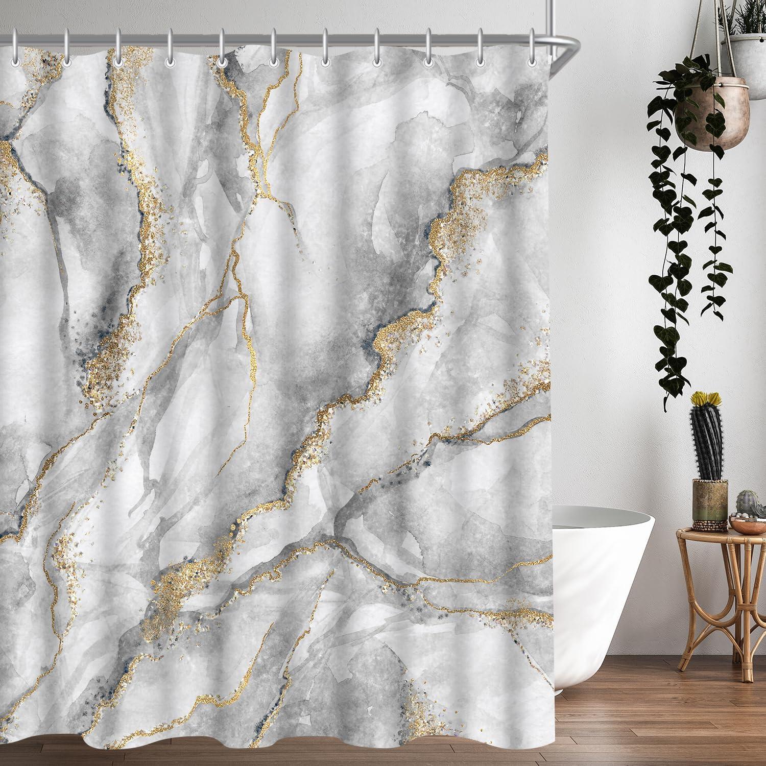 Duschvorhang Marmor Antischimmel Textil 8 Ösen 120x200cm
