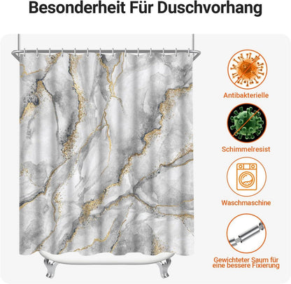 Duschvorhang Marmor 120x200cm Wasserabweisend 8 Ösen 9er Pack