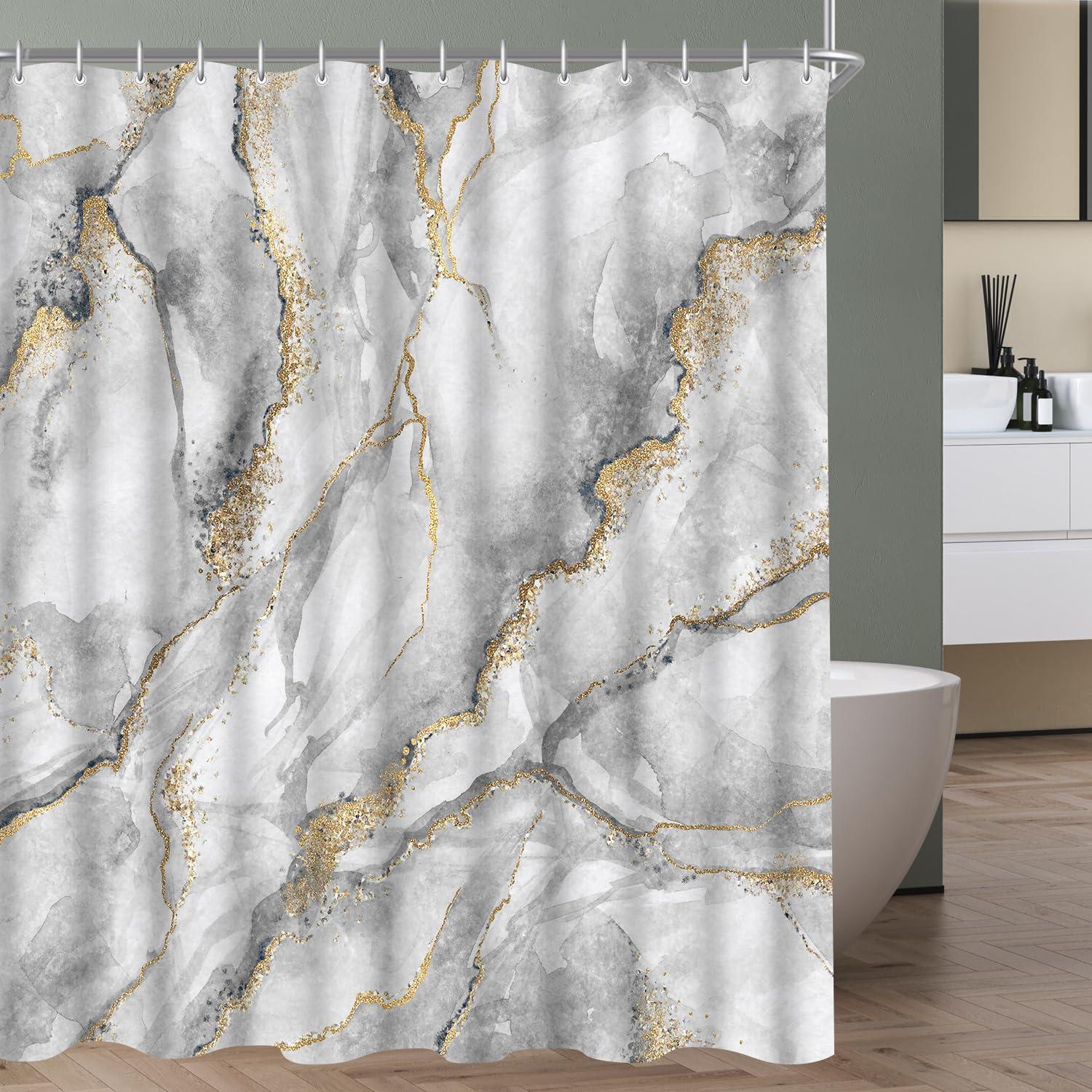 Duschvorhang 120x200cm Marmor Antischimmel Wasserabweisend 8 Ösen