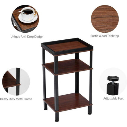 Beistelltisch Industrial Design mit 3 Ebenen & hohem Rand