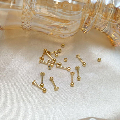 12er Lippenpiercing Set Chirurgenstahl 1,2mm 6-12mm Silber Gold Schwarz