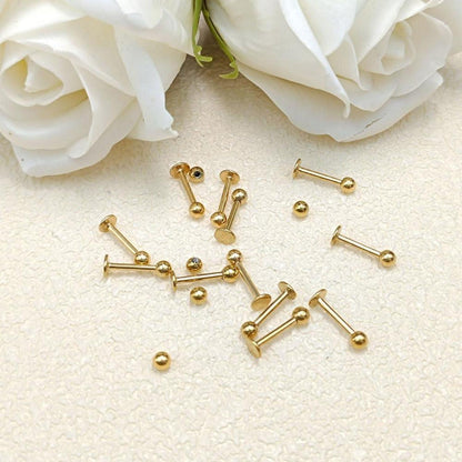12er Lippenpiercing Set Chirurgenstahl 1,2mm 6-12mm Silber Gold Schwarz