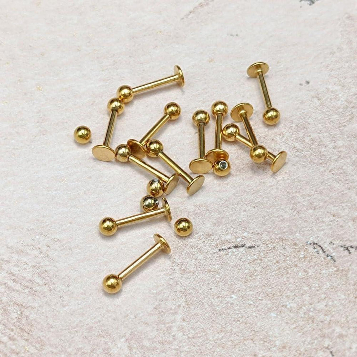 12er Lippenpiercing Set Chirurgenstahl 1,2mm 6-12mm Silber Gold Schwarz